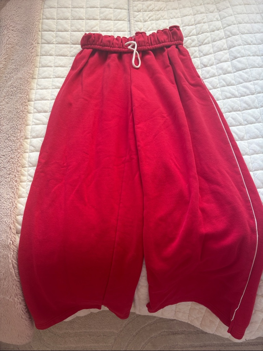 Urban Outfitters Red Kids Wide-Leg Sweatpants with Drawstring